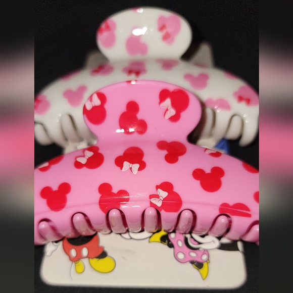 NWT Disney Minnie & Mickey Mouse Hair Clip Set Jaw Claw Clip - Picture 2 of 4